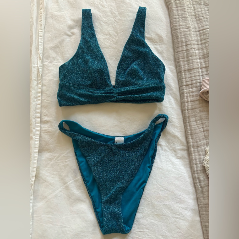Shimmering blue bikini- high waisted